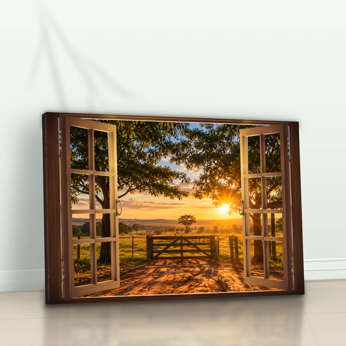 Quadro Sala Janela Campo Pôr do Sol