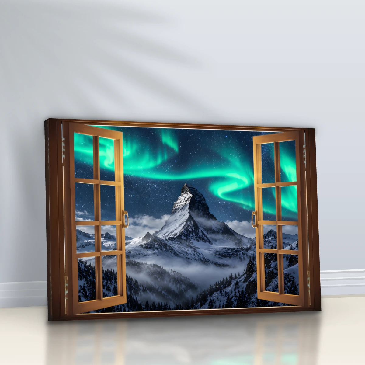 Quadro Suíte Janela Aurora Boreal