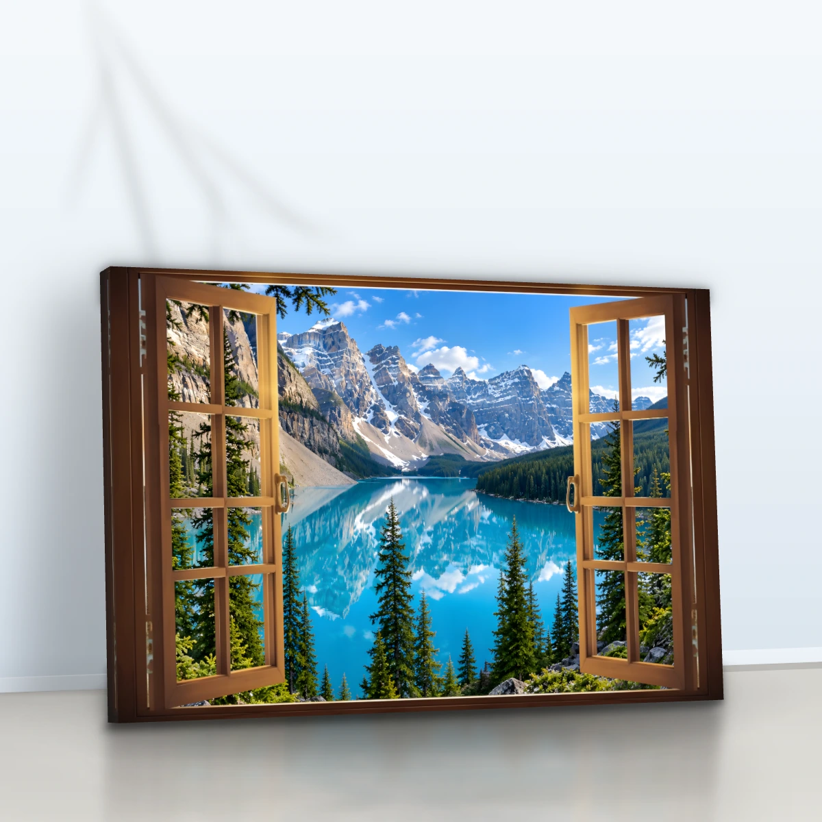 Quadro Sala Janela Lago Turquesa