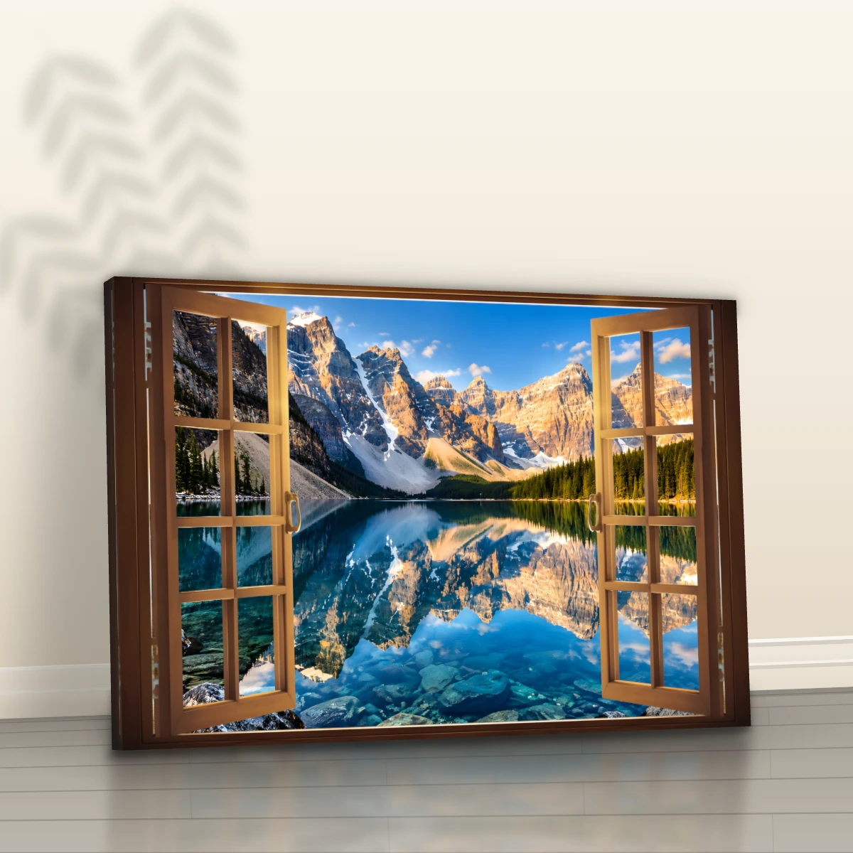 Quadro Sala Janela Lago Alpino