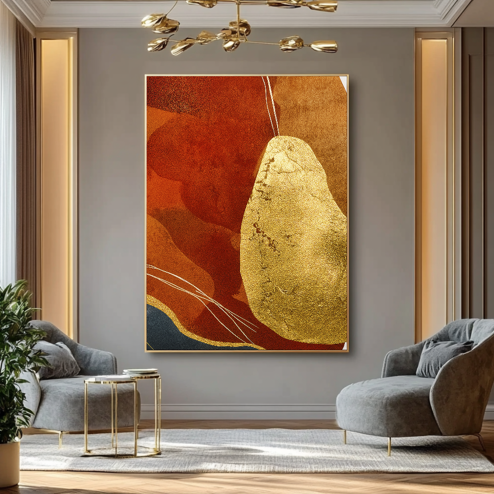 Quadro Abstrato Sangue E Ouro