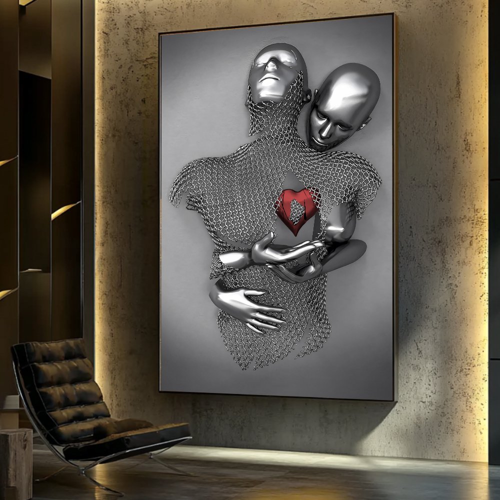 Quadro Decorativo União De Almas Em Prata