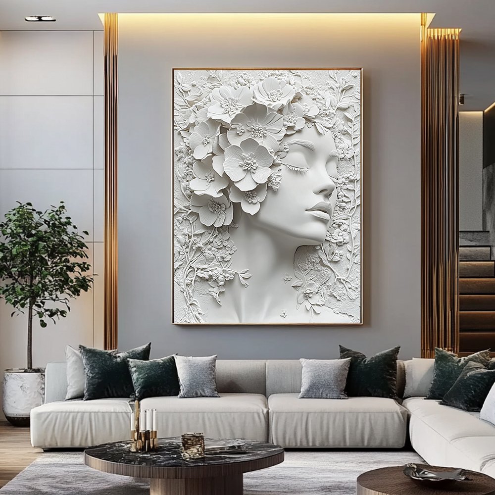 Quadro Escultura Woman Tons Neutros