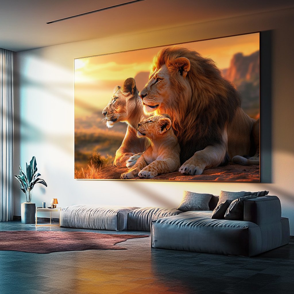 Quadro Familia De Leão 1 Filhote