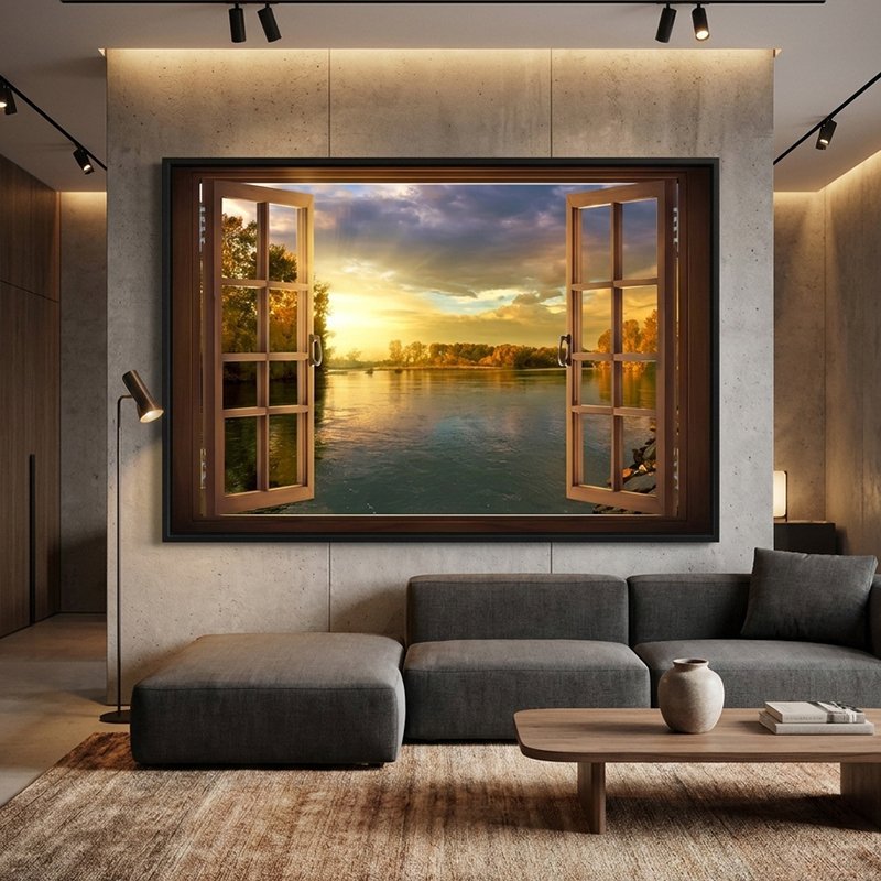 Quadro Janela Para O Lago