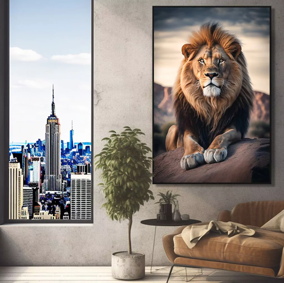 Quadro Leão Na Montanha