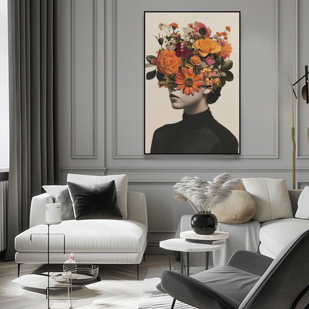 Quadro Mulher e Flores