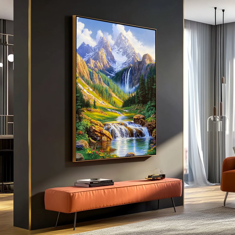 Quadro Pintura Belissimas Montanhas