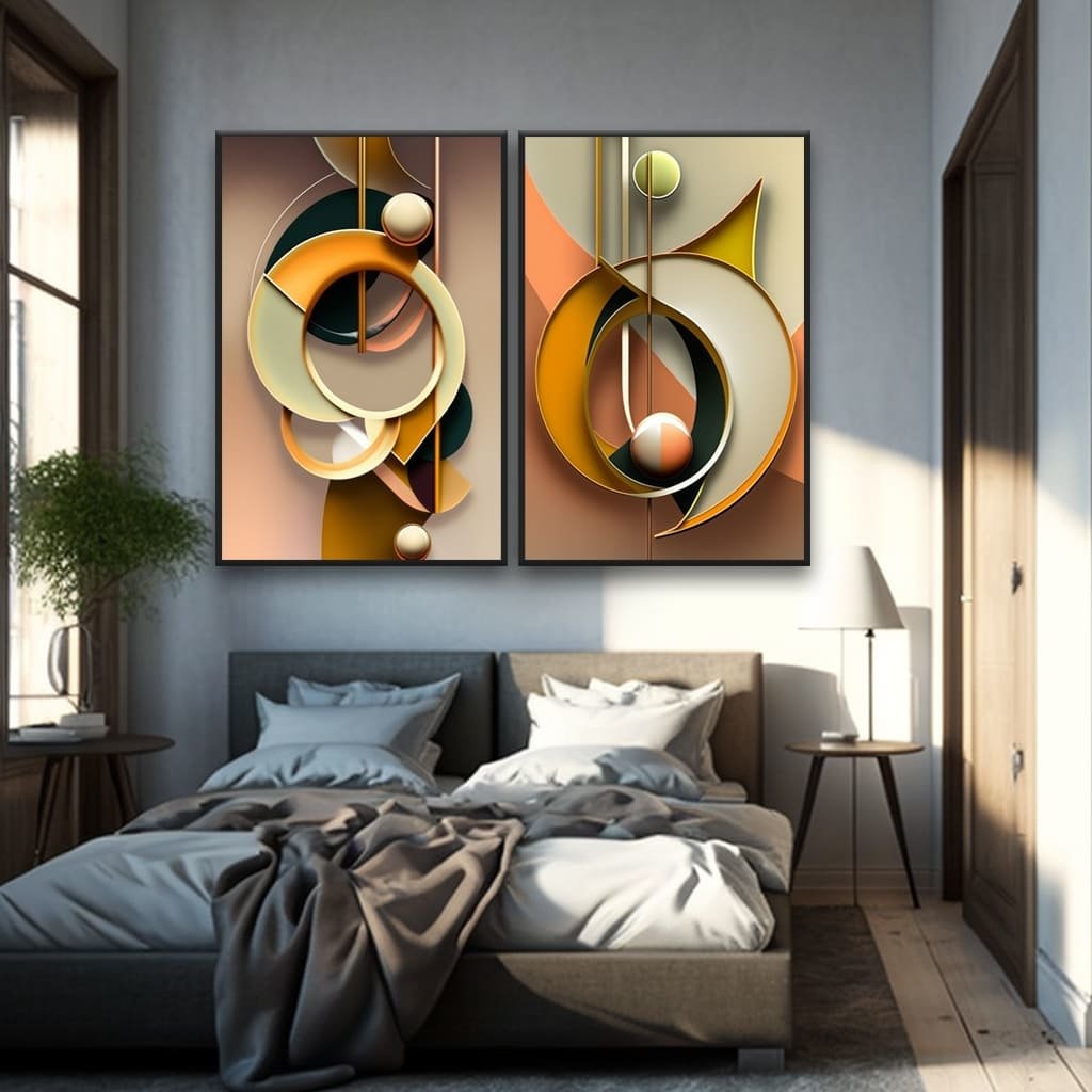 Quadros Duo Abstrato Luxuoso
